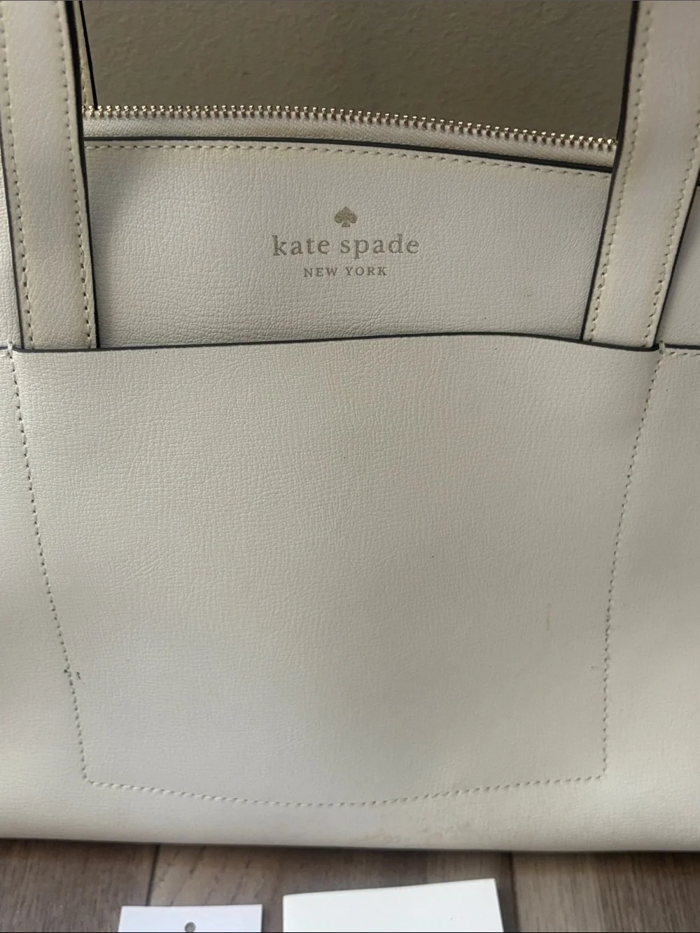 kate spade White Leather Shoulder Tote with Detachable Crossbody Strap